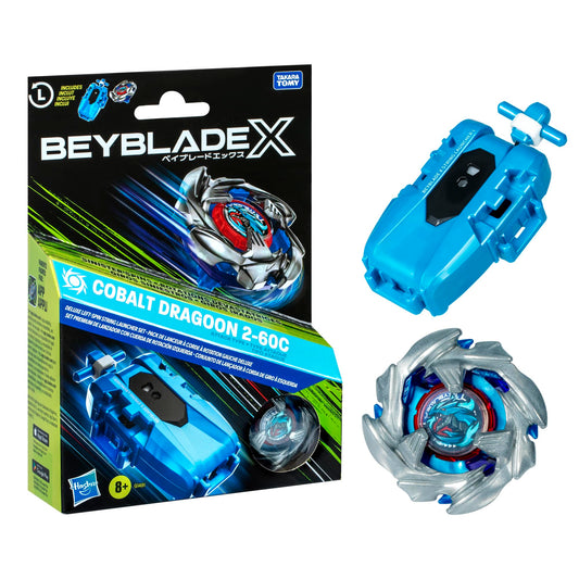 Beyblade X Cobalt Dragoon 2-60C Deluxe Left-Spin String Launcher Set with Attack Type Top Left-Spinning Top Toy; Great Gift for 8 Year Old Boys and…
