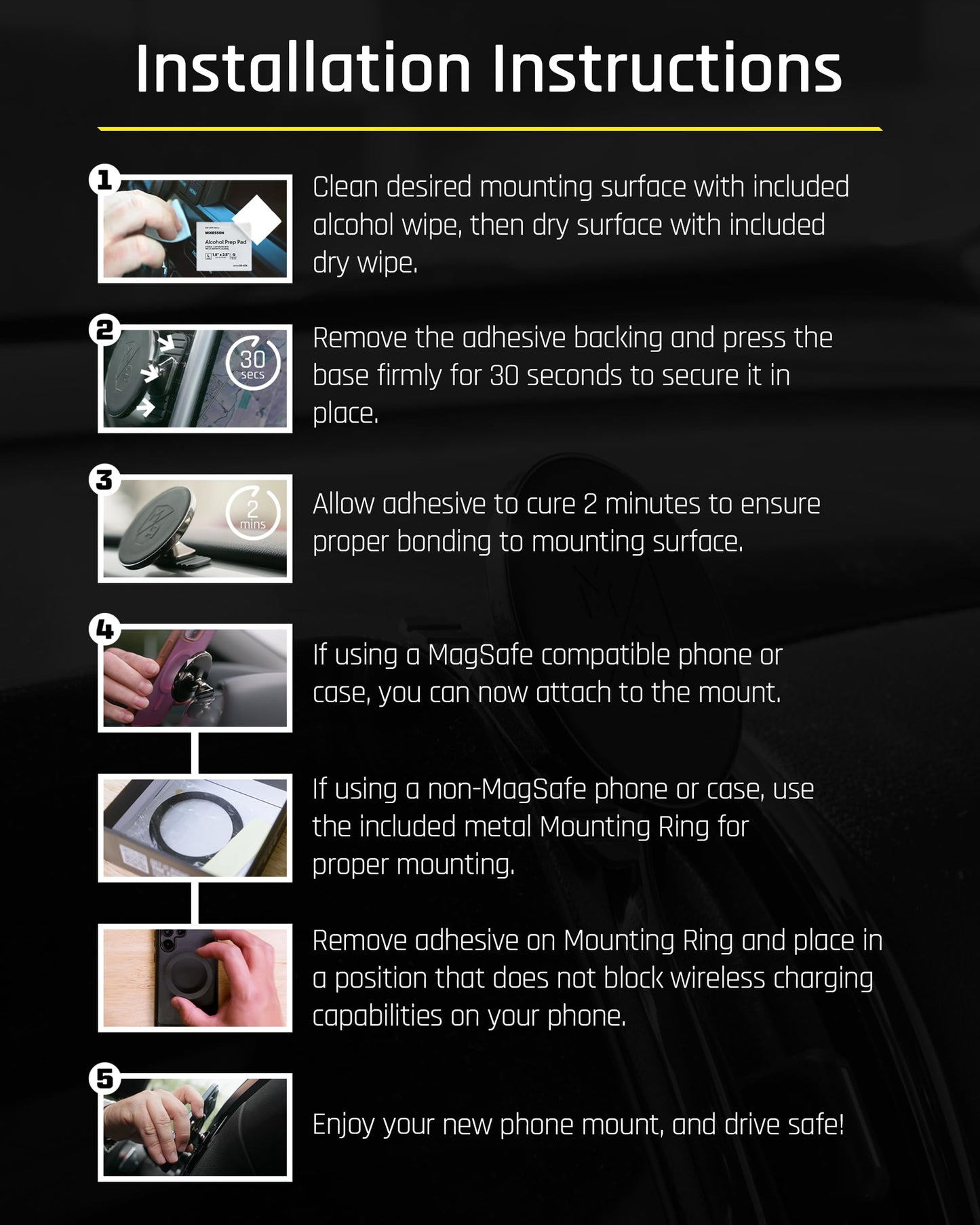 Mob Armor Slim Mount MS - MagSafe Compatible Phone Holder for Car, Sleek Car Phone Mount, Supports iPhone & Android, Christmas, White Elephant…