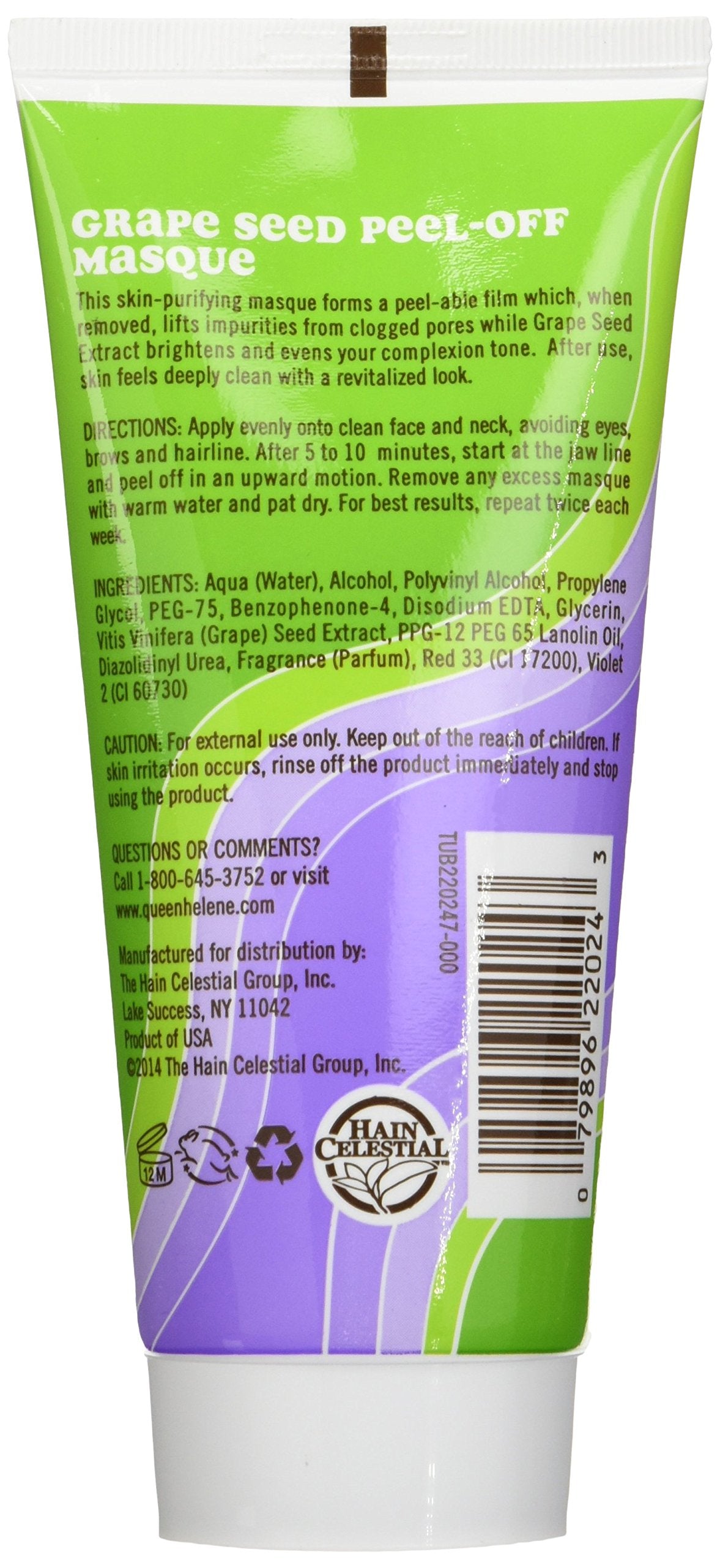 Queen Helene Facial Masque, Grape Seed Peel-Off, 6 Oz