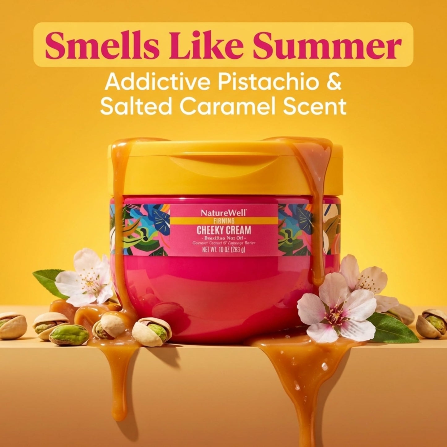 NATURE WELL Ultra-Rich Firming & Tightening Cheeky Body Cream, Promotes Deep Hydration, Fast Absorbing, Scents of Pistachio Cream, Almond Blossom