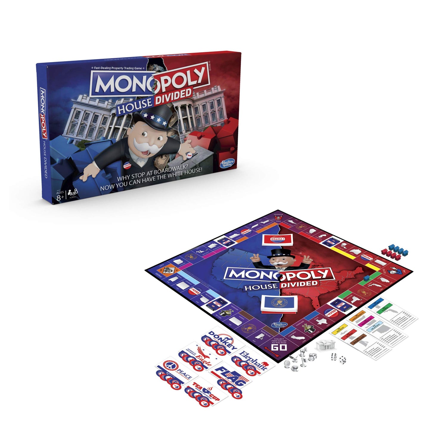 Monopoly House Divided Board Game: Elections and White House Themed Game; Board Game for Families and Kids Ages 8 and Up