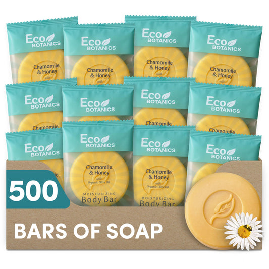 Eco Botanics Travel Size Hotel Body Bar 500 Count 0.89 oz Bottles Guest Amenities for Hotels Vacation Rentals & Short Term Rentals Paraben Free White Beauty & Personal Care Eco Botanics