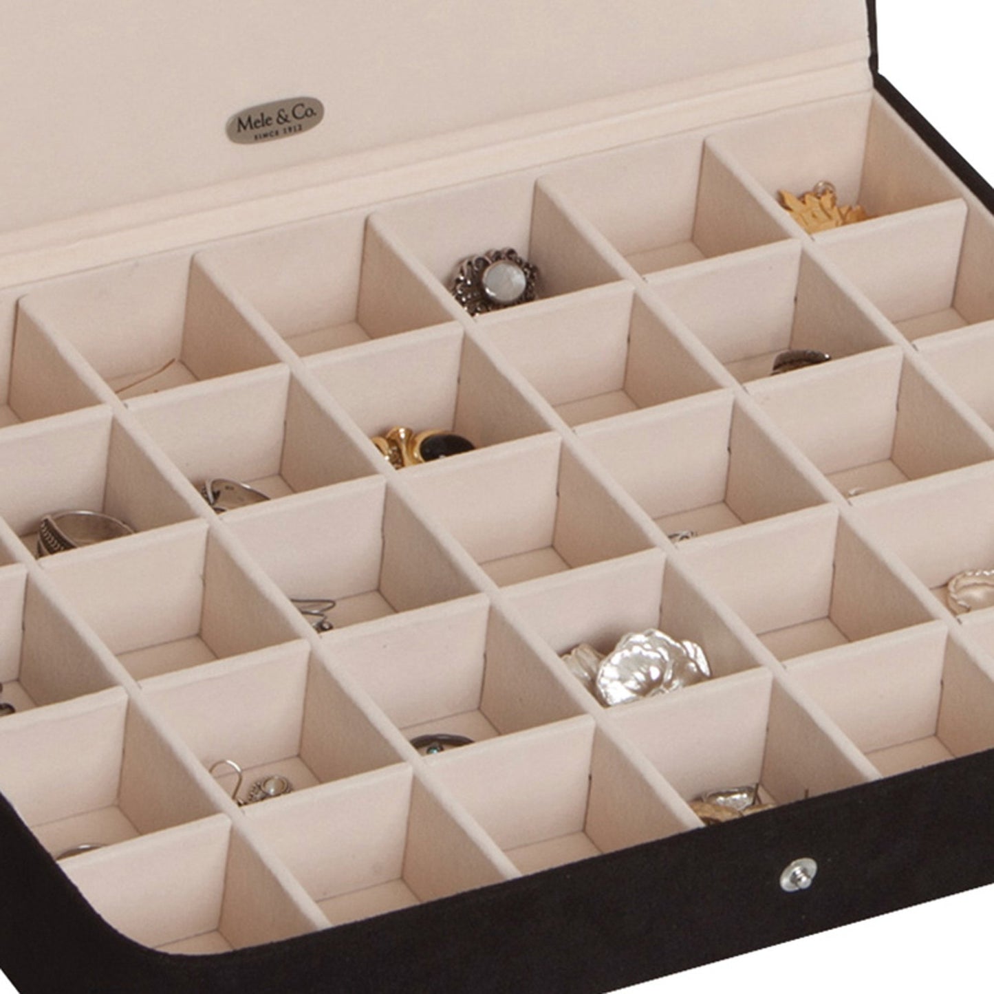Mele and Co Cameron Plush Fabric Jewelry Box in Black