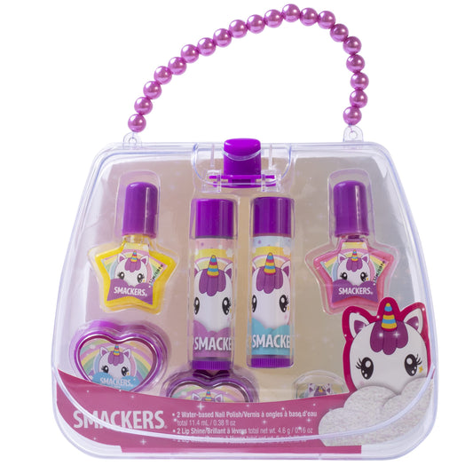 Lip Smacker Unicorn Nail Polish & Flavored Lip Balm Makeup Bag for Girls | Tote | Purse | Christmas Make Up Collection | Holiday Present | Gift