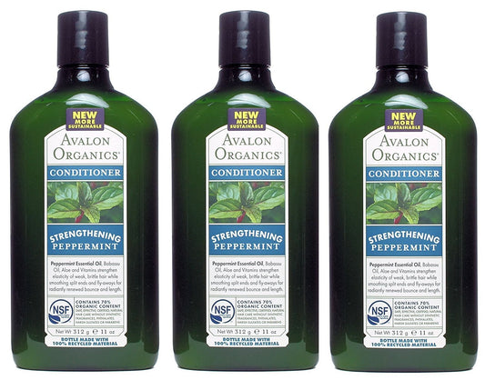 Avalon Organics Peppermint Revitalizing Conditioner, 11-Ounce Bottle (Pack of 3)