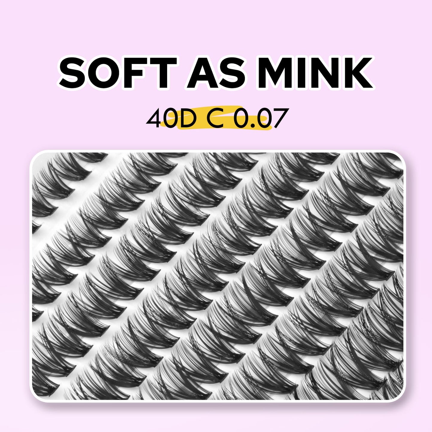 WONSIS Individual Lashes, Lash Clusters, 280 Pcs 40D Individual Lash Extensions, Natural Soft Lightweight Reusable, Thickness 0.07mm C Curl False Beauty and Personal Care WONSIS
