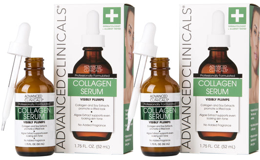 Advanced Clinicals Collagen Serum For Face | Visible Anti Aging Collagen Peptide Serum + Hyaluronic Acid Moisturizer Improves Look Of Wrinkles, Dry