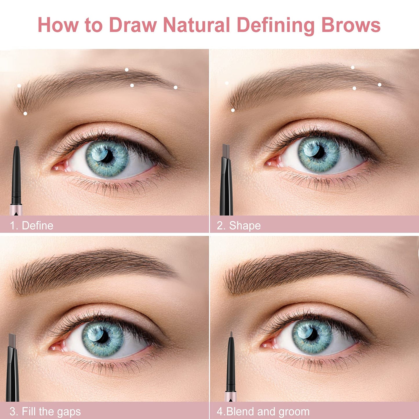 TurritopsisD 1-Pack Eyebrow Pencil & Brow Razor with Comb kit, Dual-ends Easy to Color Waterproof Long-lasting Makeup Natural Eye Brows Looking (Khaki