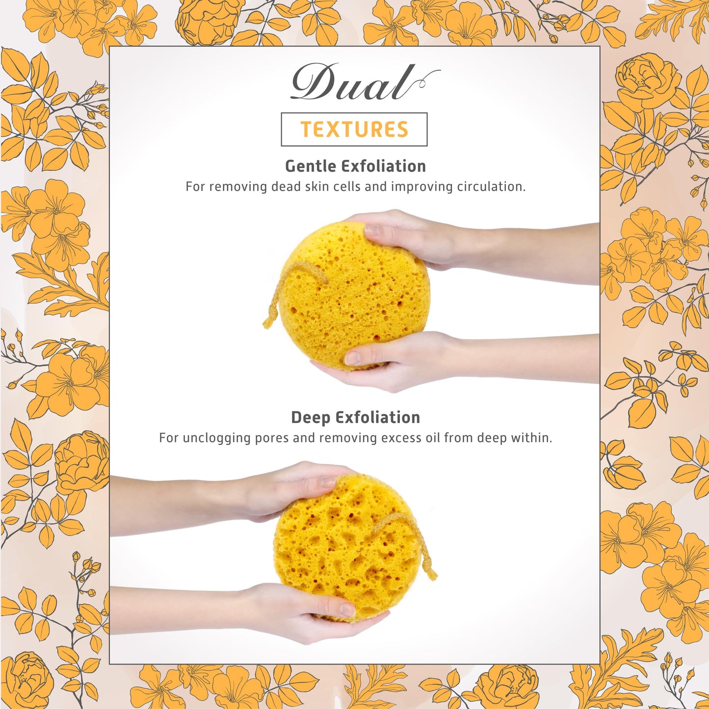Spongentle Loofah Sponge for Shower and Bathing, Bath Sponge with Dual Texture, Shower Pouf for Gentle and Deep Exfoliation, Large Size Body Scrubber