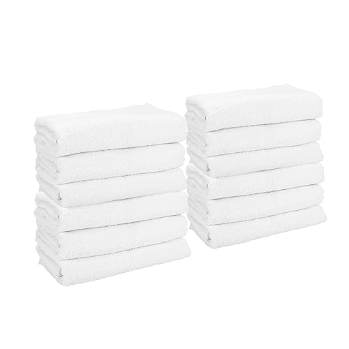 Arkwright White Bath Gym Towel - Pack of 6 - Bulk 100% Cotton Soft Quick Dry Sweat Absorbent Hotel Quality Towels for Workout, Bathroom, Spa, Pool…