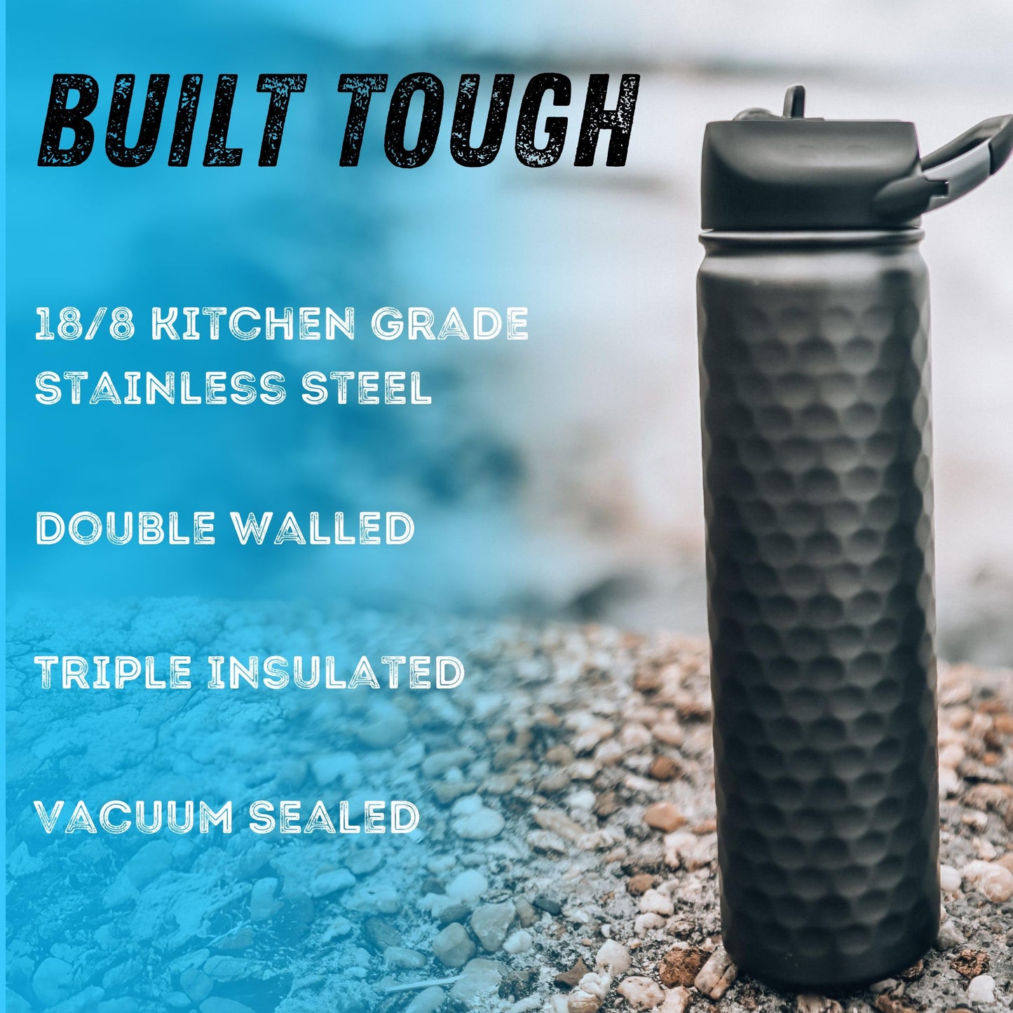 Seriously Ice Cold SIC 27oz Insulated Water Bottle Thermos, Premium Triple Layer Vacuum Stainless Steel, BPA Free Wide Mouth Lid with Carabiner Clip