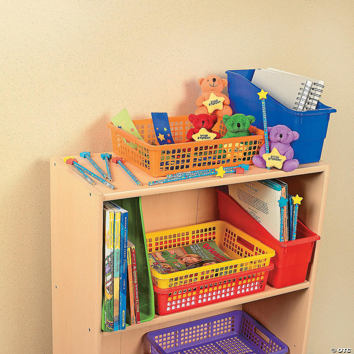 Fun Express Stackable Storage Bins 13x9.75x3 Inch - 6 Pack Colorful ...