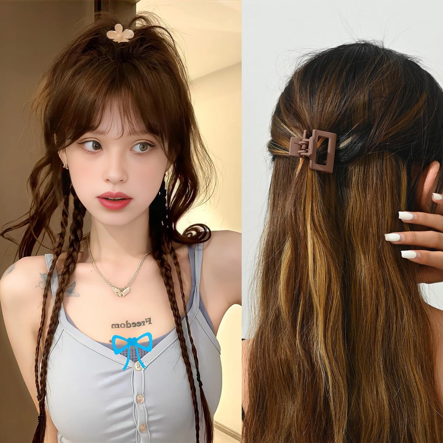 Drnytunk 18Pcs Medium Hair Clips for Women Girls - Matte Love, Triangle, Ribbon and Semicircle Styles for Thin/Thick Hair, Cute Nonslip Accessories Beauty and Personal Care Drnytunk