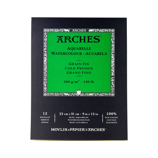Arches Watercolor Paper Pad, 140 pound, Cold Press, 9"x12"