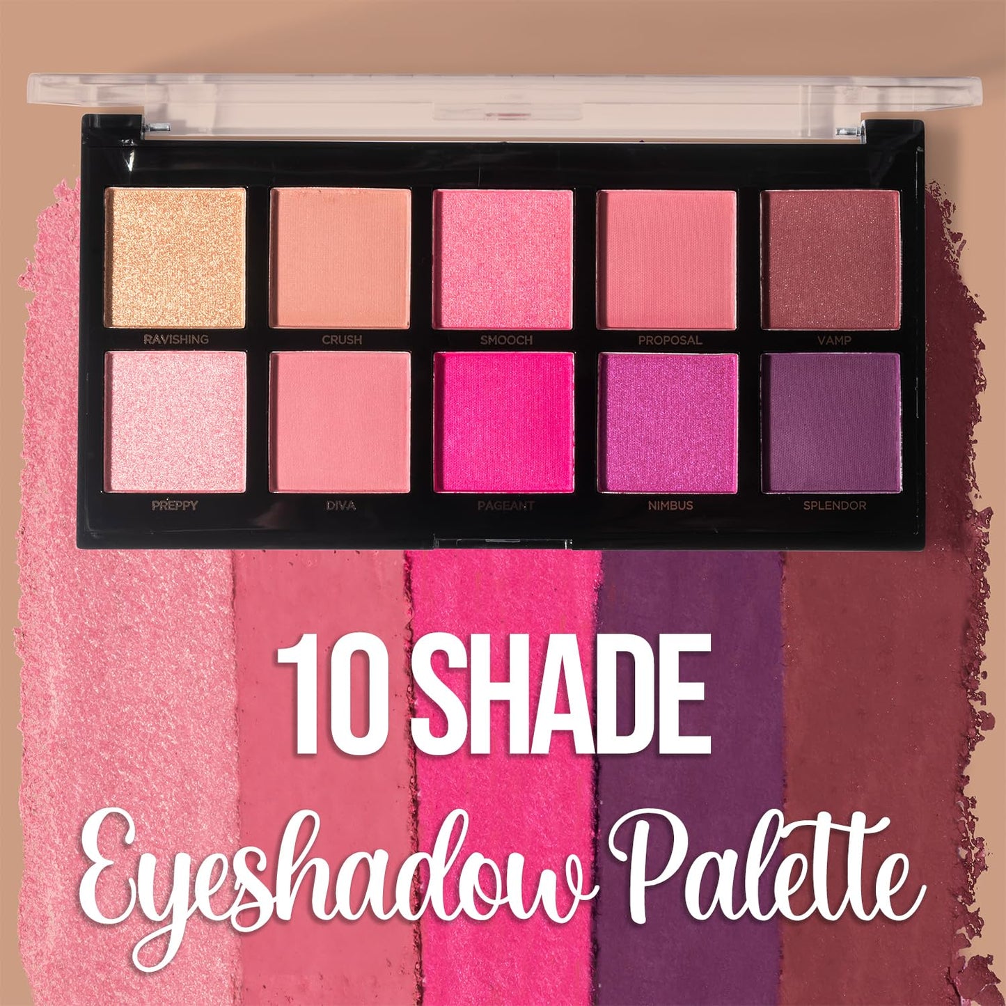 Profusion Cosmetics Fuchsia 10 Shades Eyeshadow Palette - Highly Pigmented, Long-Wearing, Intense Colour Payoff, Easy to Blend, Vegan & Cruelty-Free…