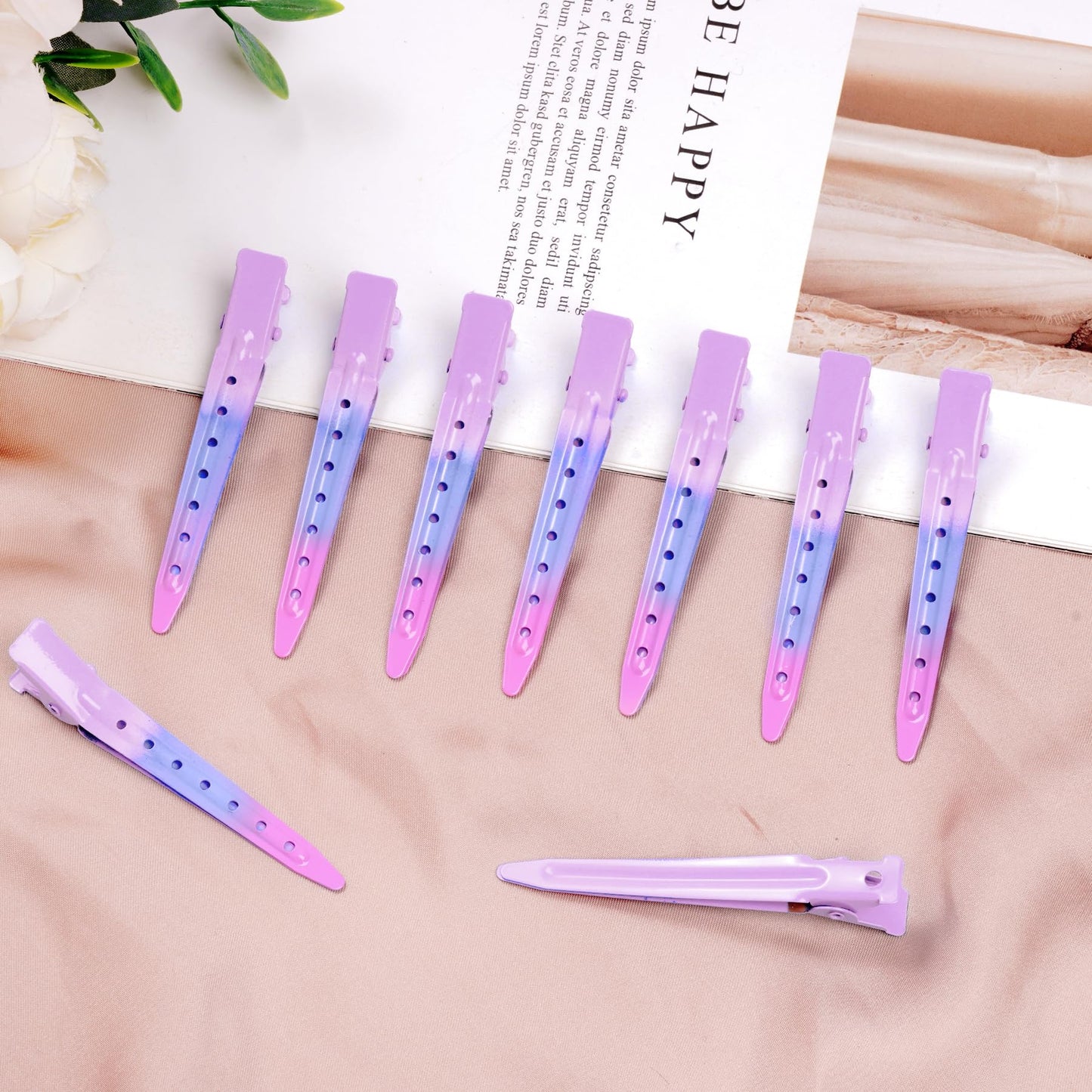 24 Packs Duck Bill Clips, Bantoye 2.75 Inches Rustproof Metal Alligator Curl Clips with Holes for Hair Styling, Hair Coloring, Gradient Pink Beauty and Personal Care Bantoye