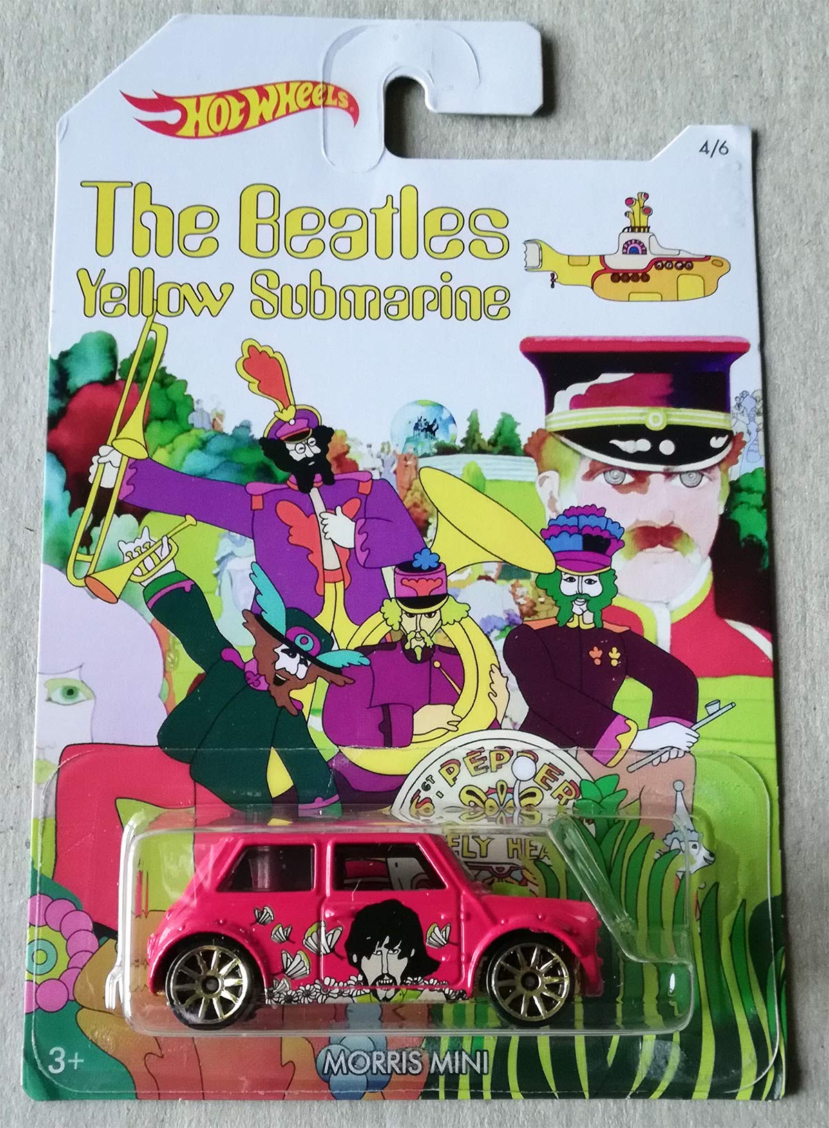 Hot Wheels 2016 The Beatles 50th Anniversary Yellow Submarine Morris Mini 4/6, Red