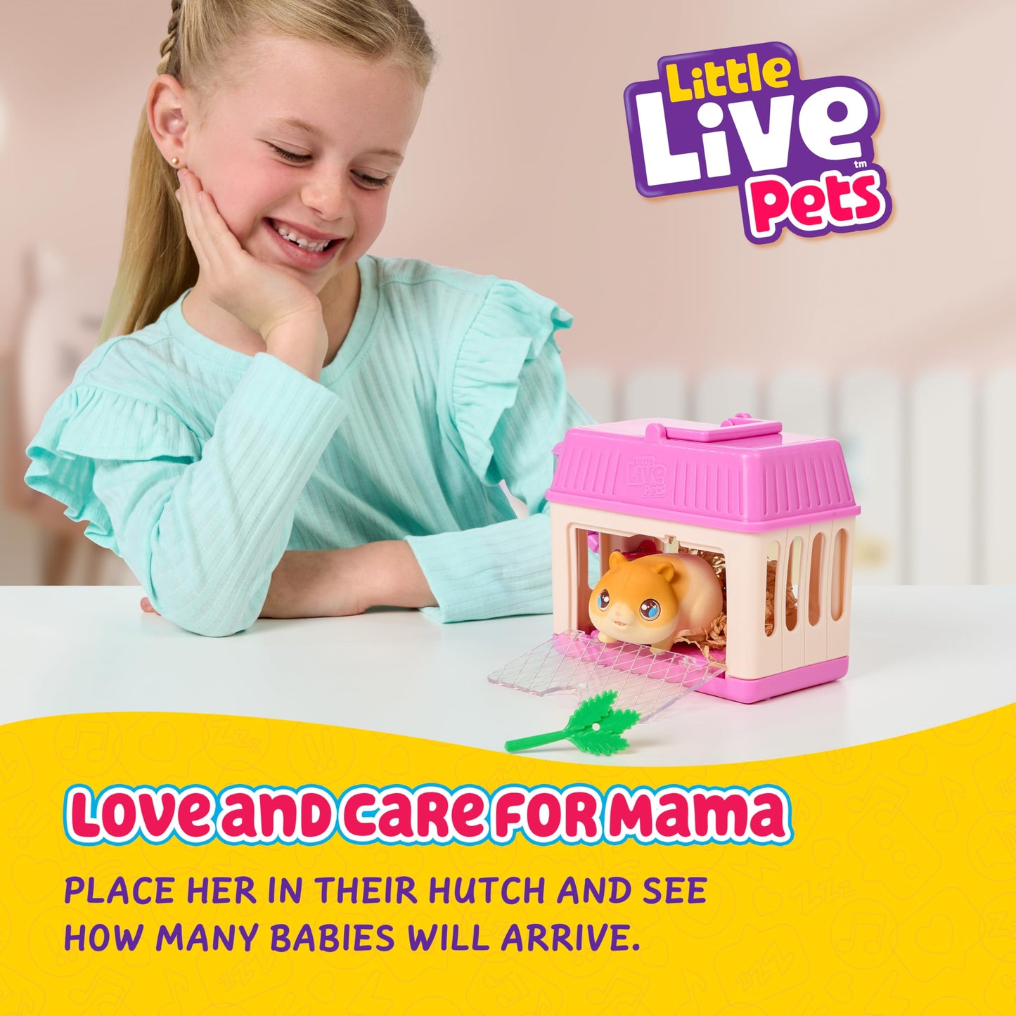 Little Live Pets Hamster Mini Interactive Toy Set, Hutch Animal Playset with 3 Surprise Babies, 20+ Sounds, Hamster Must-Haves for Ages 3+