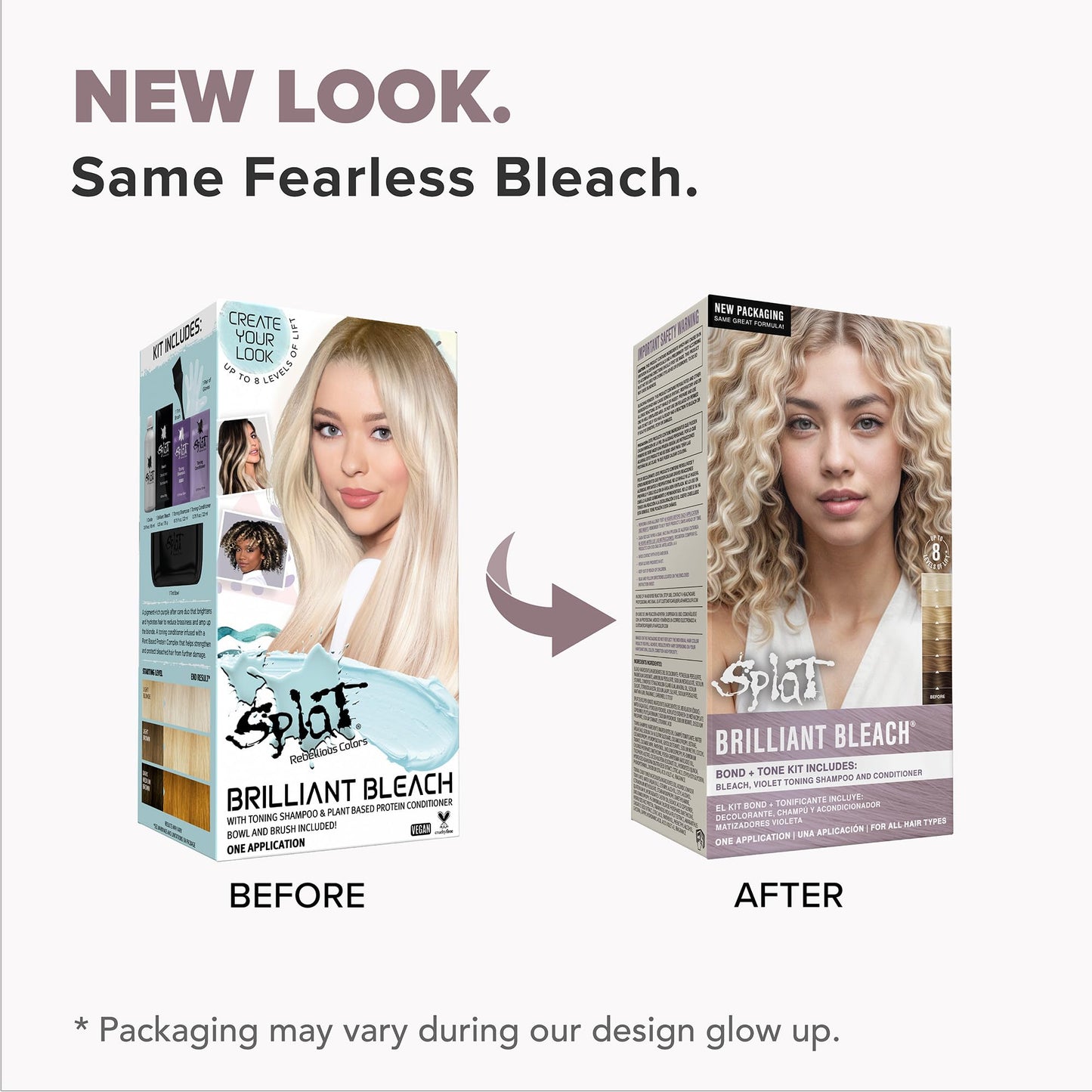 Splat Brilliant Bleach Kit, 1 Application, Includes Oxide, Bleach, Purple Toning Shampoo & Purple Toning Conditioner, Hair Bleach Kit Lifts up to 8