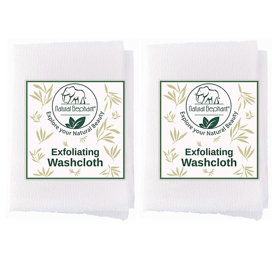 Natural Elephant Exfoliating Washcloth - Pearl White Japanese Shower Scrubber for Body - Single Washcloth for Gentle Skin Exfoliation (2 Pack (2 Beauty and Personal Care Natural Elephant