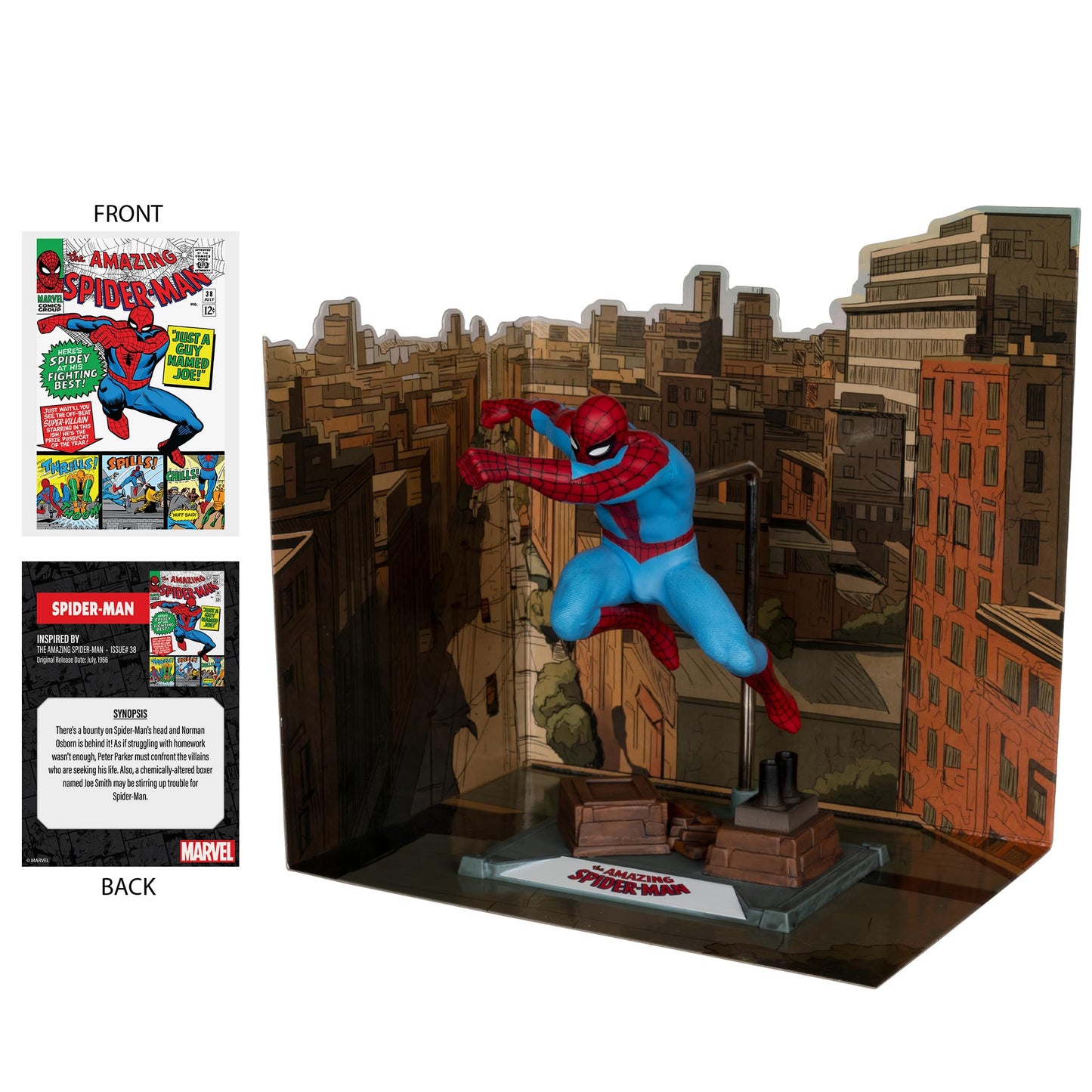 Marvel Spider-Man 1:10th Scale Posed Figure with Scene (The Amazing Spider-Man 38) Gold Label McFarlane Toys