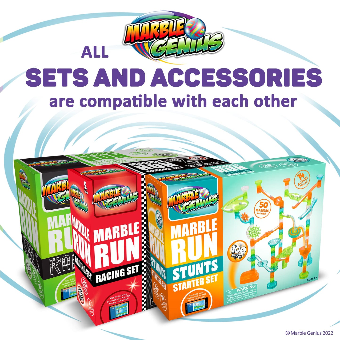 Marble Genius Auger Lift – Expandable Marble Run Accessory Elevates Marbles 19", Endless Racing Fun, Ages 5+, Battery Powered, Blue