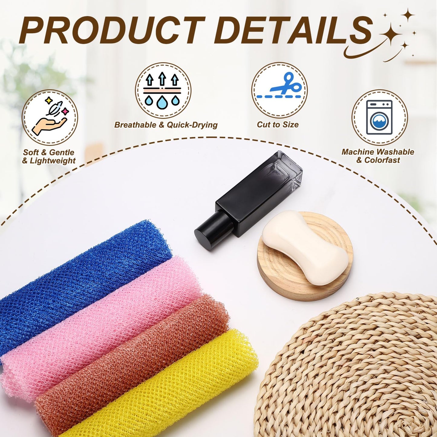 uxcell 3 Pcs Back Scrubber, Nylon Bath Sponge Extended, 31 Inch African Exfoliating Long Net Body Scrubber Shower Loofah for Women Men Use Body Bath Beauty and Personal Care uxcell