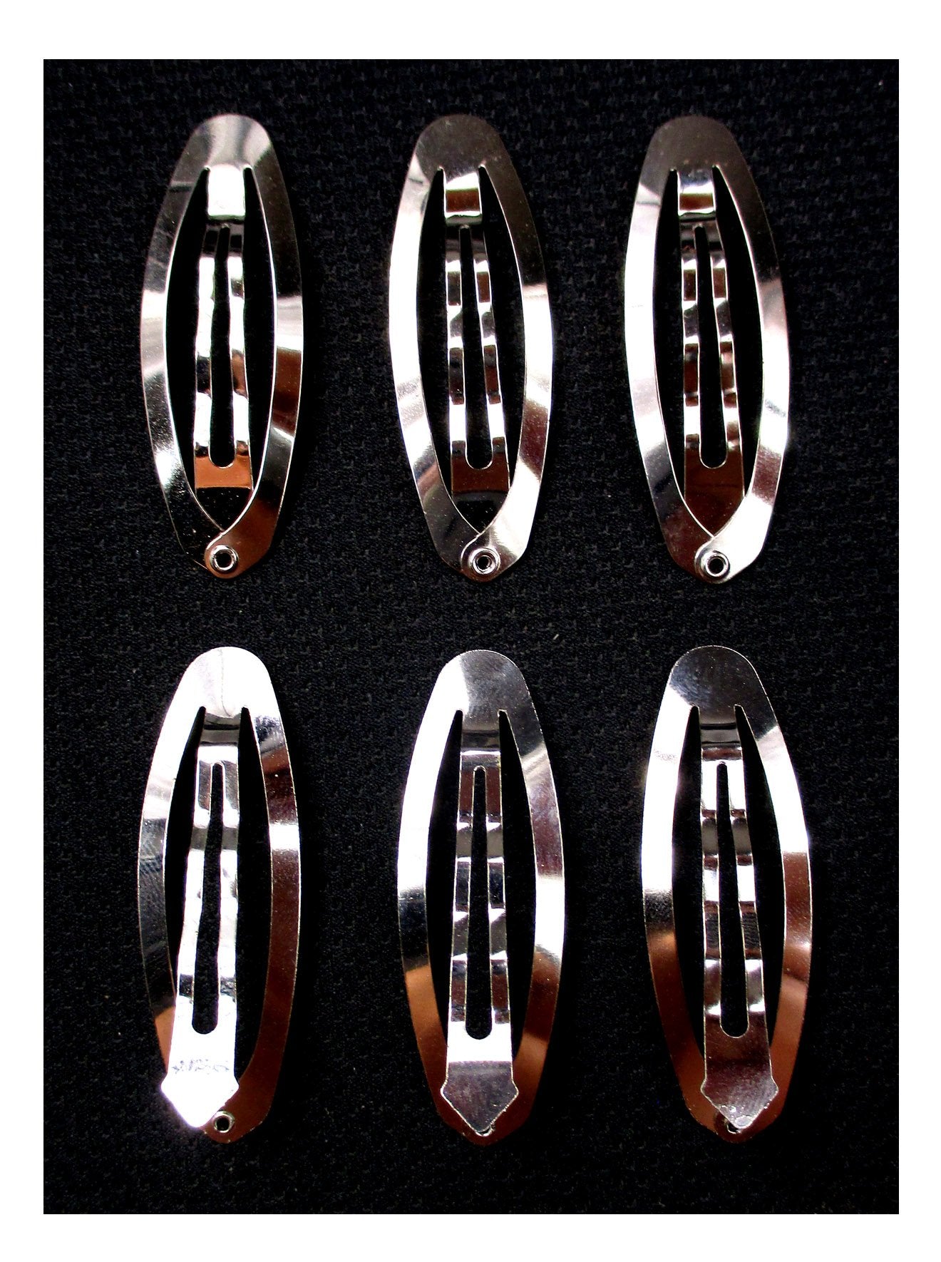 50pcs Metal Silver Oval Shape Snap Hair Clips/Barrettes for DIY 50mm