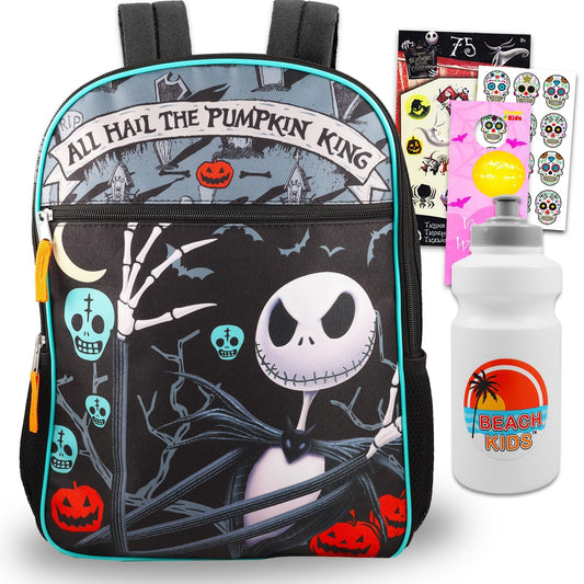Nightmare Before Christmas School Supplies - 5 Pc Bundle Nightmare Before Christmas Backpack for Boys Girls with Temporary Tattoos, More