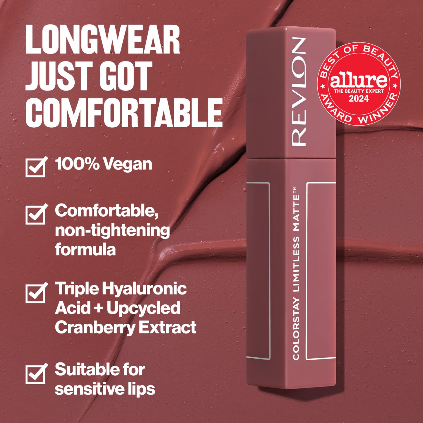 Revlon ColorStay Limitless Matte Liquid Lipstick, Vegan Formula, No-Budge, Longwear Lip Color, Long Lasting, Lightweight/Comfortable, Waterproof, 001