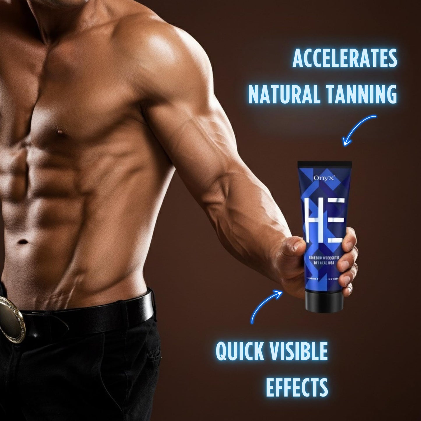 Onyx HE Tanning Bed Lotion for Men - Indoor Tanning Lotion Accelerator & Bronzer, Quick & Dark Tan, Men's Tanning Lotion with Skin Firming, Muscle