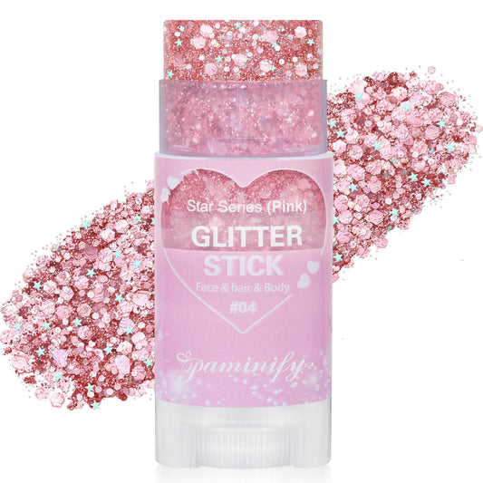 Paminify Pink Hair Glitter Stick,Cheer Body Face Glitter,Waterproof Singer Concert Music Festival Pink Out Accessories for Spirit Week,Halloween Beauty and Personal Care paminify Default Title