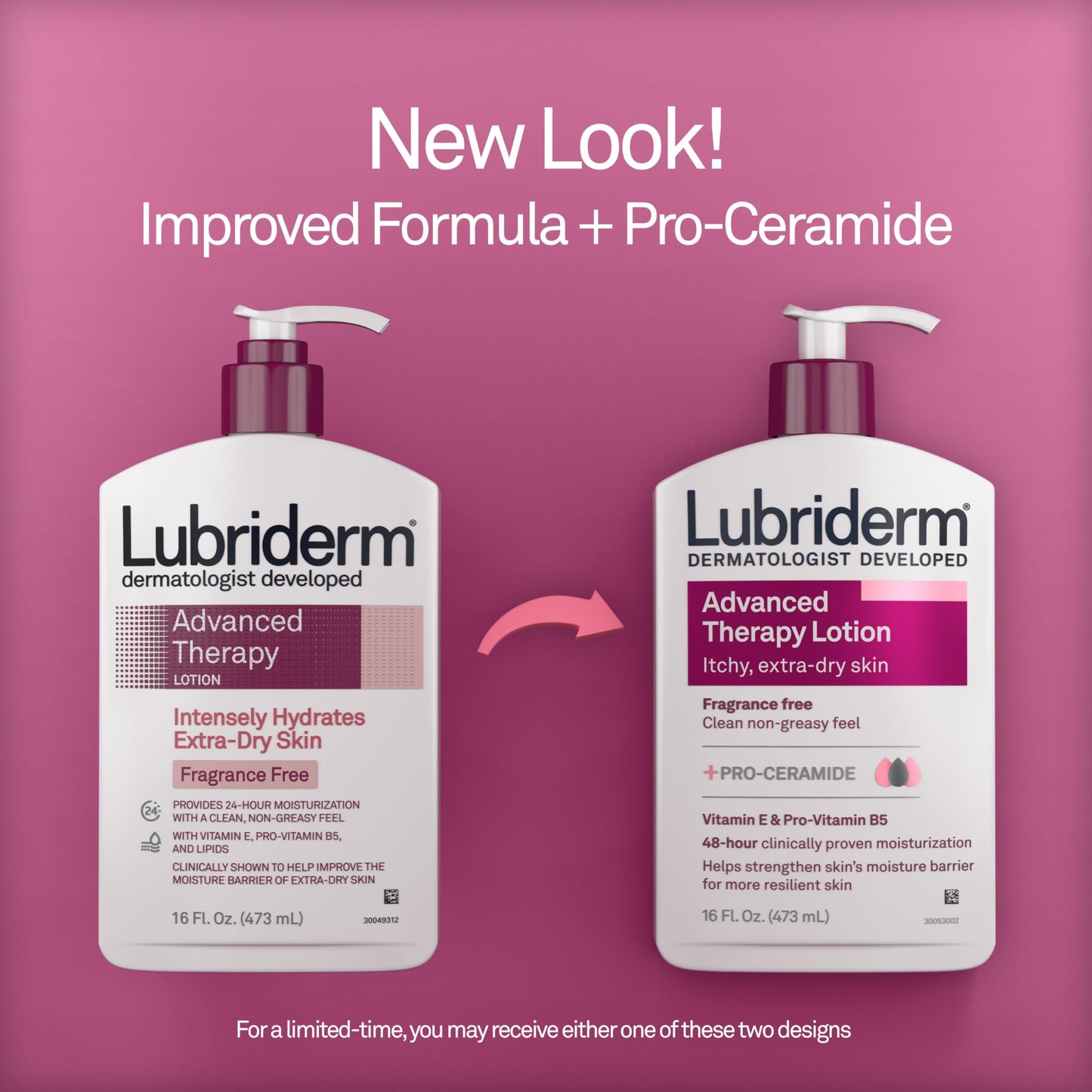 Lubriderm Advanced Therapy Fragrance-Free Moisturizing Lotion with Vitamins E and Pro-Vitamin B5, Intense Hydration for Extra Dry Skin, Non-Greasy
