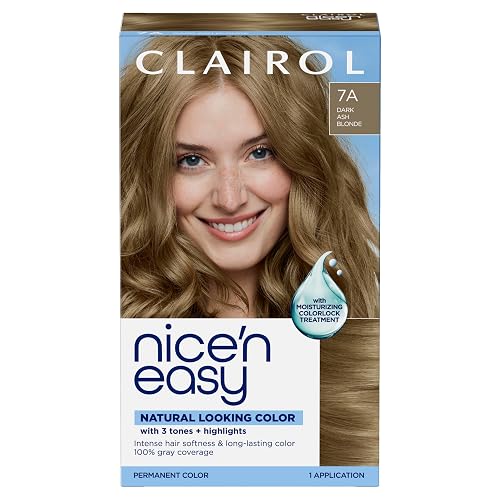 Clairol Nice'n Easy Permanent Hair Dye, 7A/7C Dark Cool Blonde | 100% Gray Coverage | Long?Lasting, Natural?Looking Color & Shine | Pack of 1
