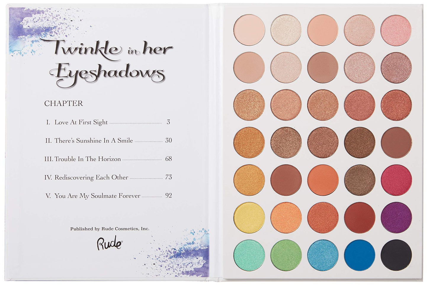 Rude Cosmetics Twinkle In Her 35 Eyeshadows Palette - Book 1 for Women - 1.34 oz Eye Shadow