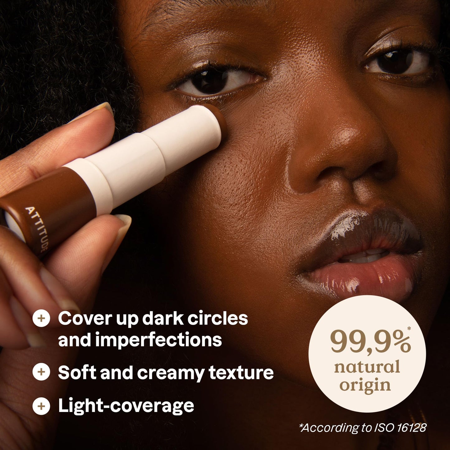 ATTITUDE Oceanly Light Coverage Under Eye Concealer Stick, Titanium Dioxide-Free, EWG Verified, Plastic-Free, Vegan & Cruelty-free Makeup, Espresso