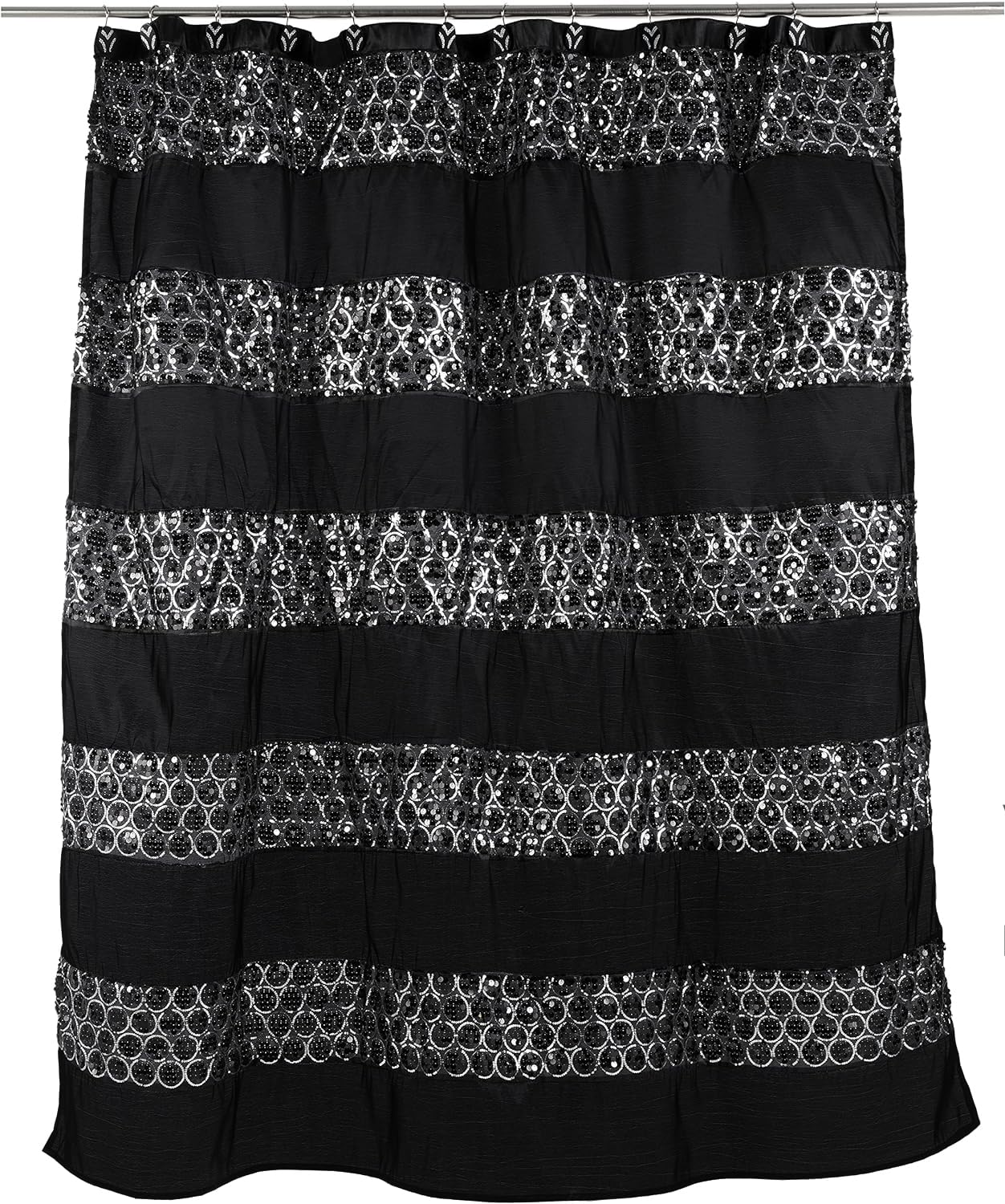 Popular Bath Sinatra Black Collection, 70" x 72" Bathroom Shower Curtain