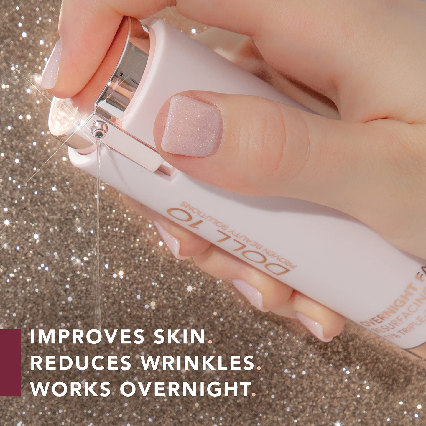 Doll 10 - Smooth Assist Overnight Facial 11% Triple-Acid Resurfacing Serum - Proven Overnight Transformation - Improves Skin Tone, Pores, Wrinkles