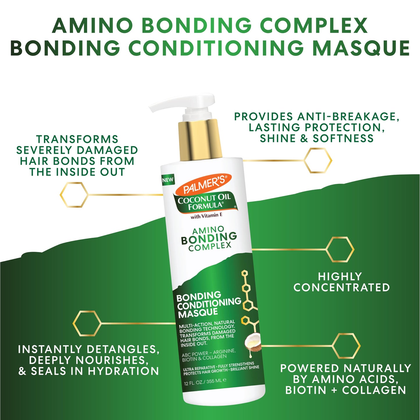 Palmer's Amino Bonding Complex Hair Mask, Intense Conditioning Masque Pack with Coconut Oil & Vitamin E, Heat Protectant, Anti Frizz, Adds Shine Beauty and Personal Care Palmer's
