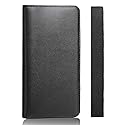 LLi Cufite Italian Calfskin Genuine Leather Checkbook Cover Deluxe Minimalist with Plastic Insert Flap Pen Loop & Strap for Men Women