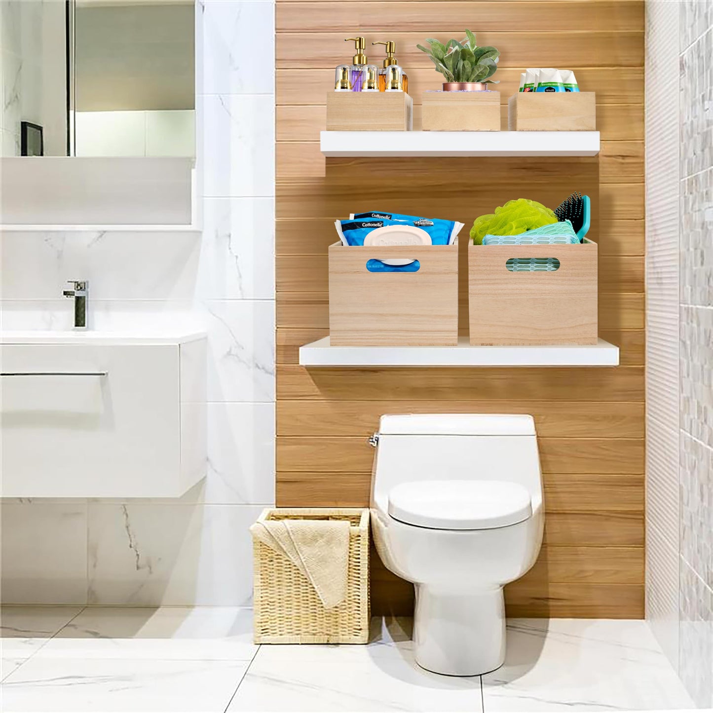 Sorbus Unfinished Wood Crates - Organizer Bins, Wooden Box for Pantry Organizer Storage, Closet, Arts & Crafts, Cabinet Organizers, Containers…