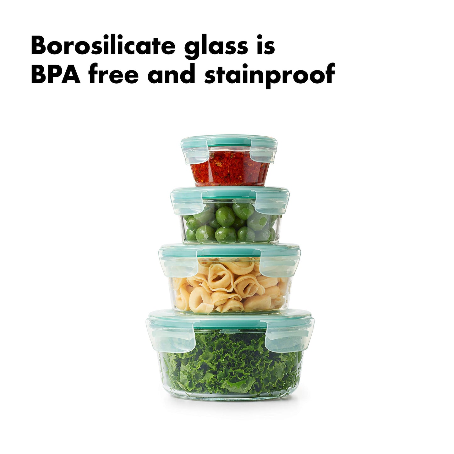 OXO Good Grips 8 Piece Smart Seal Airtight Glass Round Container Set