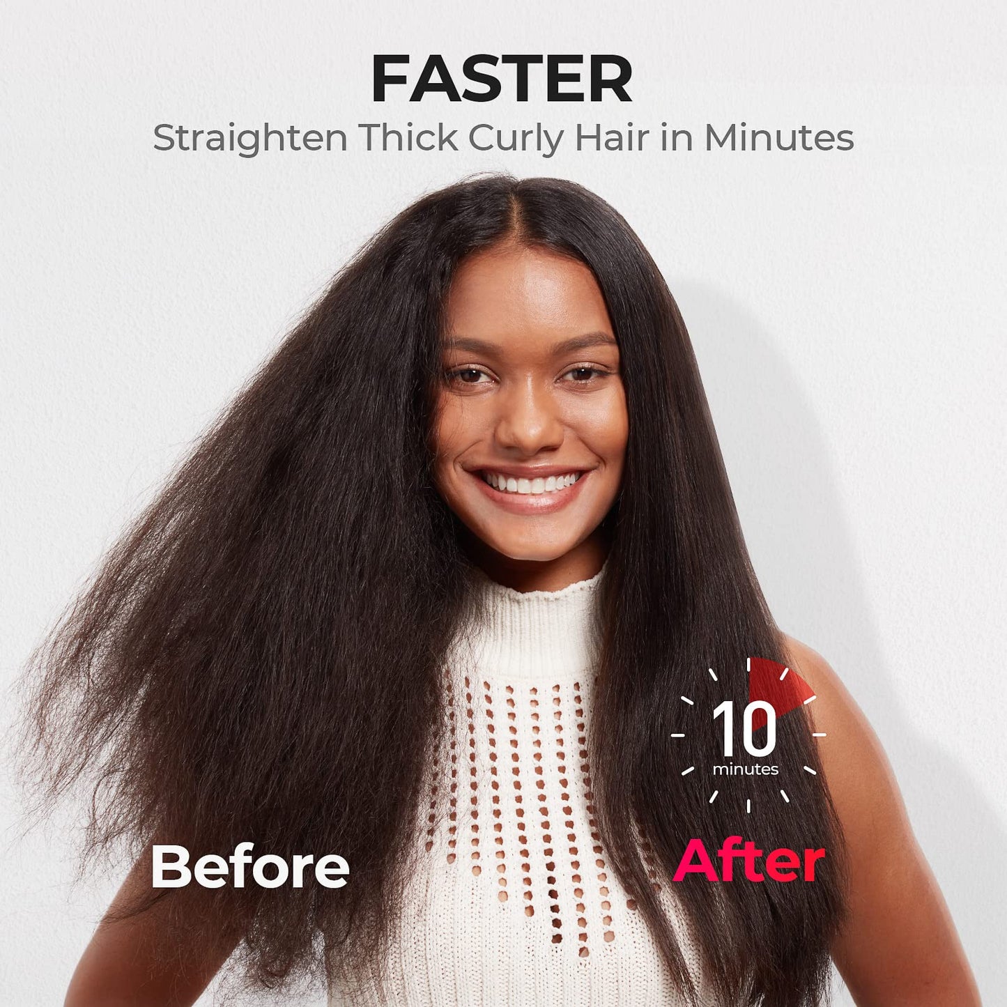 TYMO Hair Straightener Brush - Upgraded Ionic Plus Straightening Brush with Dense Bristles, 16 Temps, Dual Voltage | Ceramic Hot Comb for Women | Flat