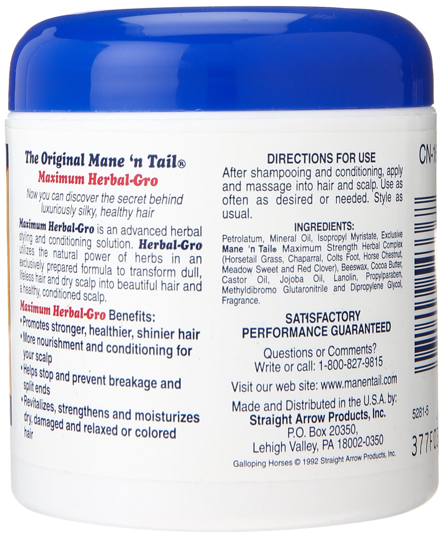 Mane 'n Tail Herbal Gro NATURAL CONDITIONER FOR HAIR & SCALP Pomade 5.5 Ounce