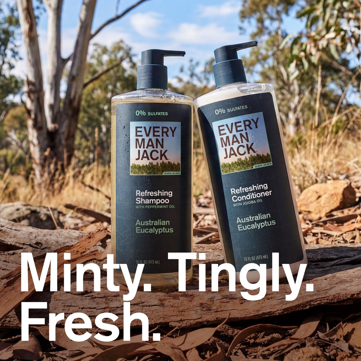 Every Man Jack Men's Shampoo and Conditioner Set - Australian Eucalyptus - Sulfate Free - Made w/Plant Powered Refreshing Ingredients like Peppermint