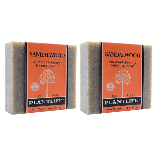 Plantlife Sandalwood Bar Soap Pack of 2 - Moisturizing and Soothing Soap for Your Skin - Hand Crafted Using Plant-Based Ingredients - Made in Beauty & Personal Care Plantlife