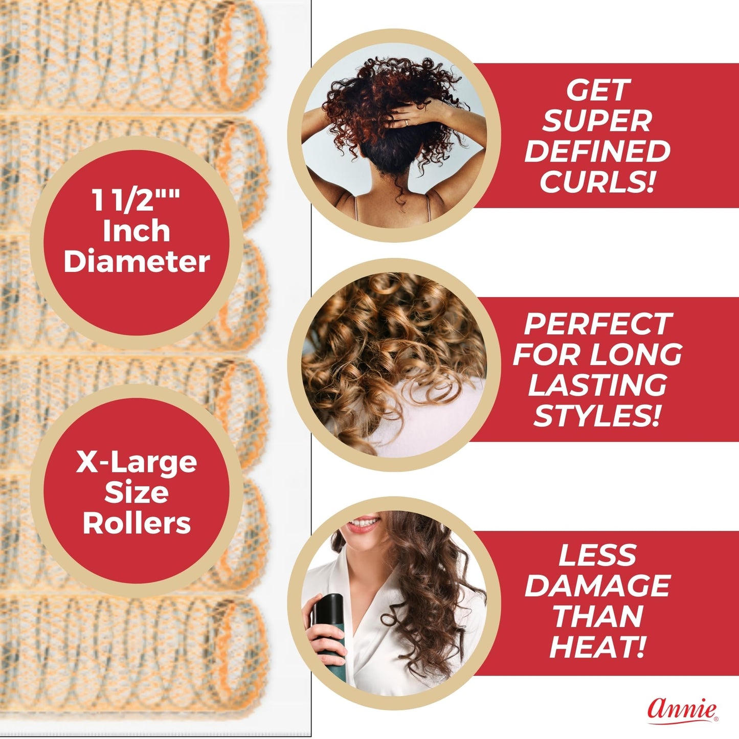 Annie 1-1/2" XL Wire Mesh Hair Rollers - 12 Pcs.