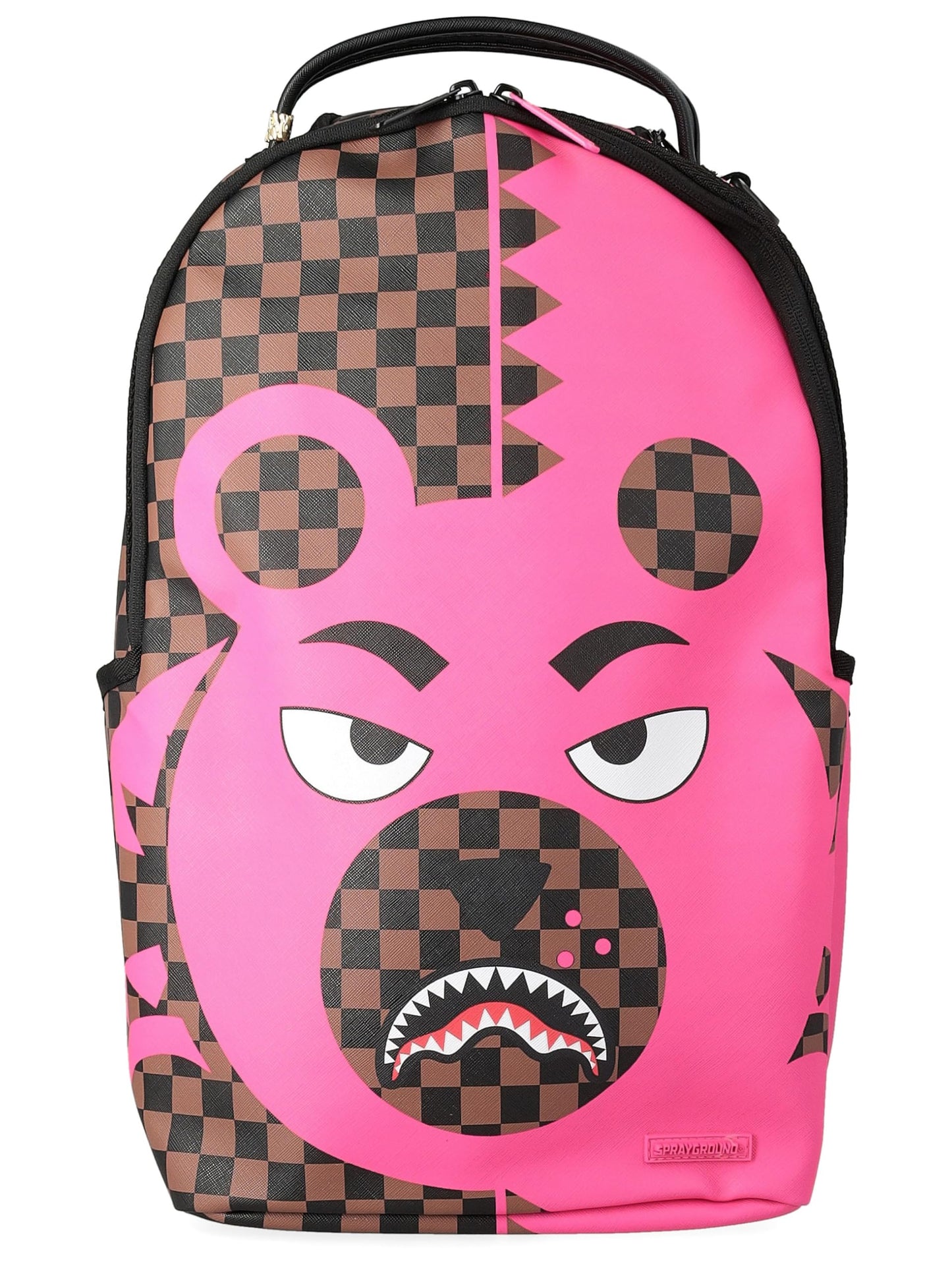 Sprayground Pink Bear Shark Backpack, 18" H x 12" W x 6" D, Brown, Unisex, 20L Capacity, Internal Laptop Sleeve, Multiple Pockets, Travel-Friendly