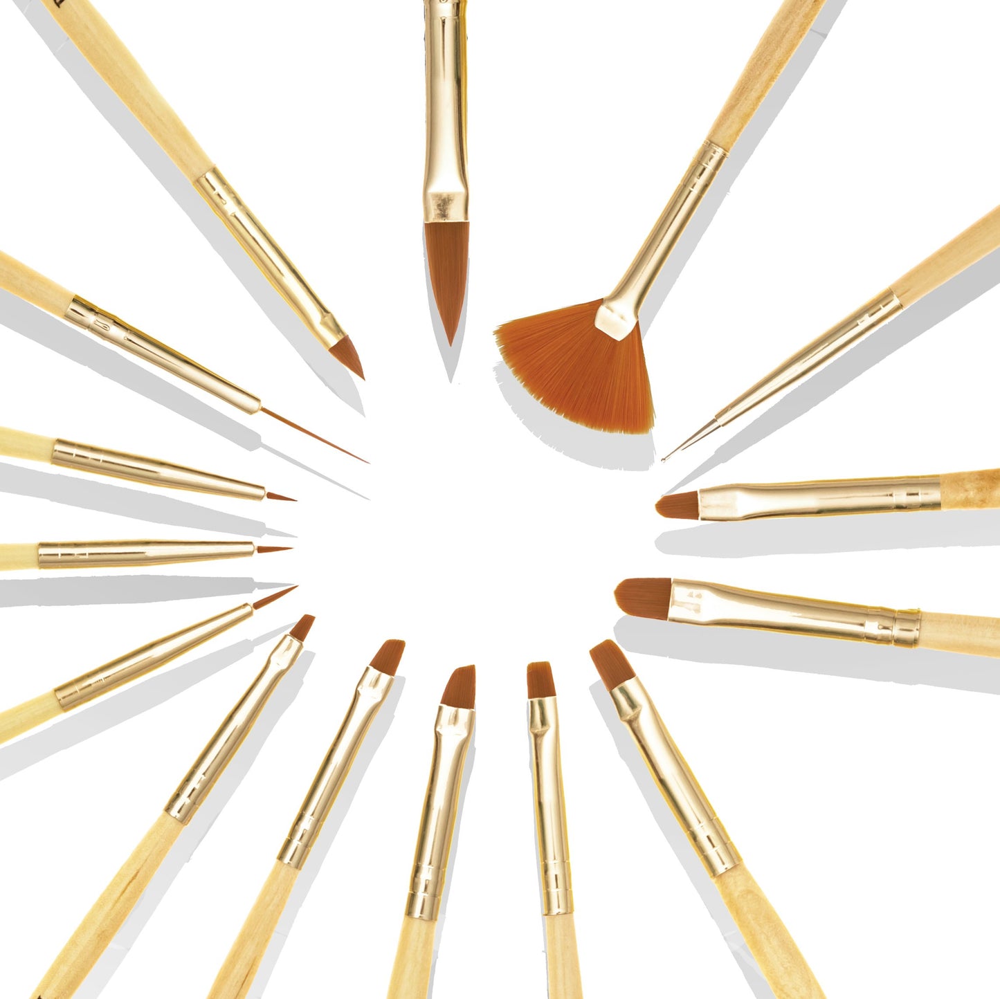 Beaute Galleria 15 Pieces Nail Art Brush Set for Detailing, Striping, Blending, One-Stroke Nail Art with Gel Brushes, Painting Brushes, 3D Brush