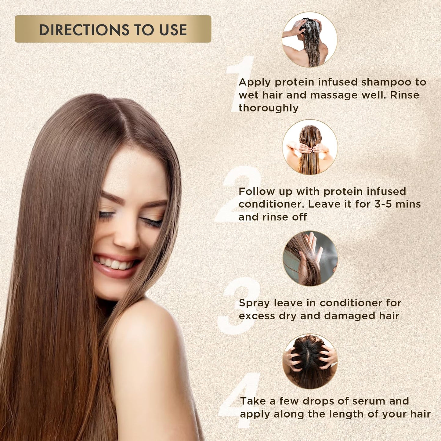 MOEHAIR Travel Kit (Protein Shampoo, Conditioner, Leave-In Conditioner & Hair Serum), Sulfate & Paraben Free | Suitable for All Hair Types